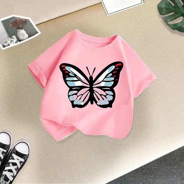 Vêtements pour Filles T-Shirts Graphiques Mignons à Manches Courtes pour Filles Vêtements pour Tout-Petites Fille Été Col Ras du Cou Vêtements pour Filles Taille 9-10 Ans Tenue pour Fille
