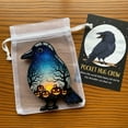 thumbnail image 3 of Clearance Desktop Ornament under $5,Halloween Pocket Cards 2D Acrylic Pocket Hug Card With Bag Crow Bat Grim Design Inspirational For Friends Family Halloween, 3 of 8