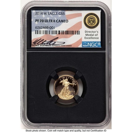 2014-W $5 1/10 oz American Gold Eagle Coin NGC MS70 - HAT777110016