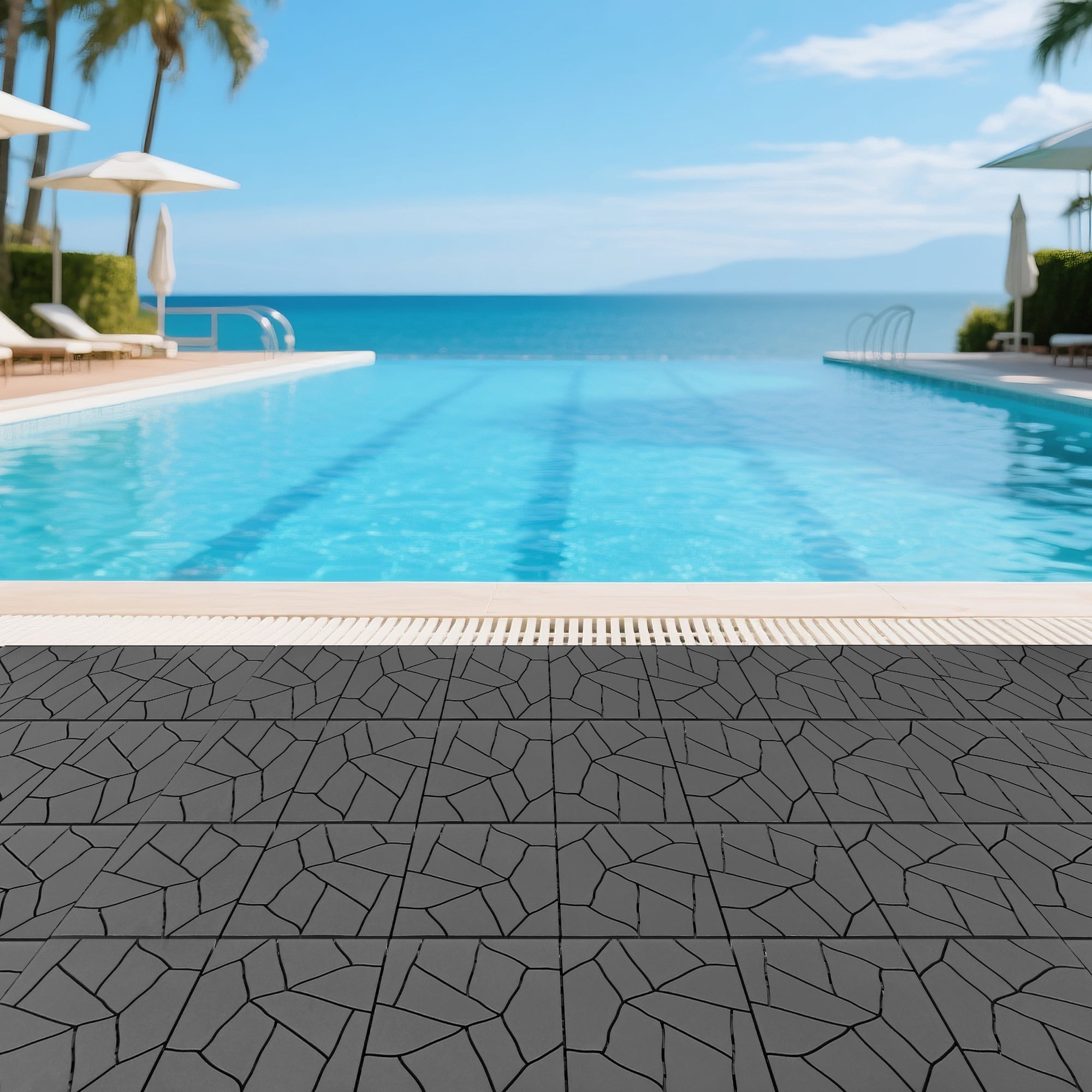 Interlocking Deck Tiles 12x12 Inch Outdoor Flooring, Waterproof PP Patio Floor Tiles DIY