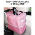 thumbnail image 3 of HOTOR Car Trash Can with Lid, Leak-Proof Car Garbage Can with Mesh Pockets, Car Accessories, 3 Gallons, Pink, 3 of 6