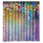 YKCG Watercolor Floral Ivies and Vines Flowers Waterproof Fabric Bathroom Shower Curtain 66x72 inches