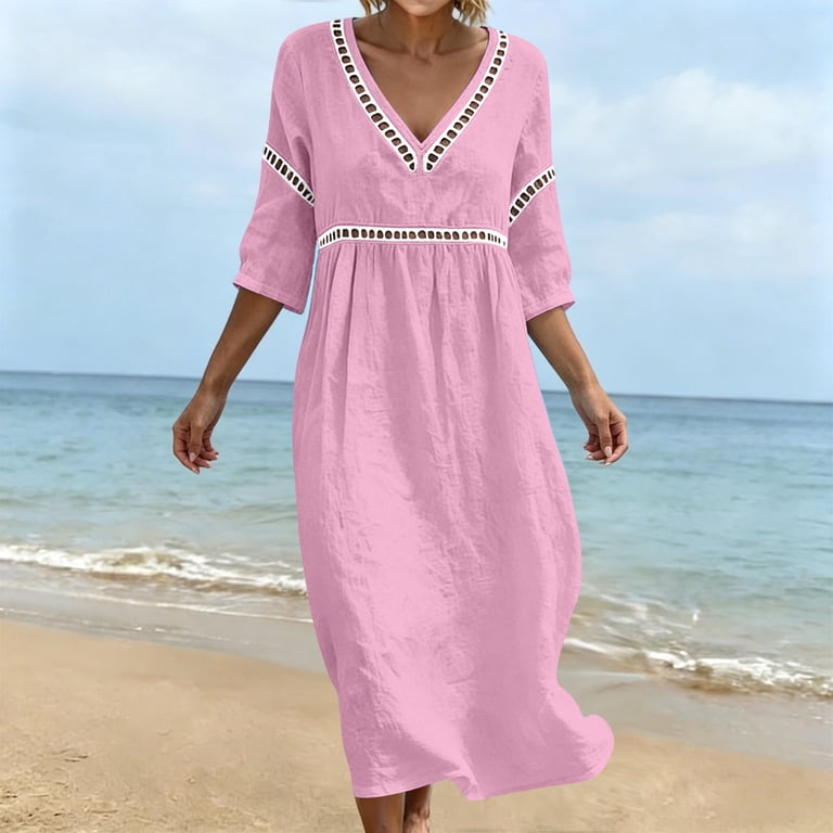 3/4 sleeve casual midi dress Women's 3/4 Sleeve Midi Dresses
