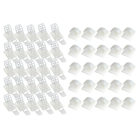 Yeacher 50 Pcs Self-adhesive Cable Clamps Cable Management Clamps Wire Fixing Buckle 25 Adjustable Cable Holders & 25 Cable Clips