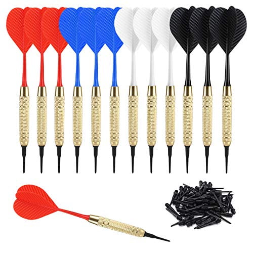 12 Pcs Soft Tip Darts,18g Plastic Tip Darts Set,Attach Extra 100 Black 2BA Replacement Tips,Soft Tip Darts for Electronic/Plastic Dartboard