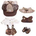 thumbnail image 1 of niannyyhouse 10 cm 15 cm 20 cm Ropa de muñeca Sombrero marrón Camisa Correa Pantalones Chal Chaleco Zapatos de Cuero Traje de Detective Vintage Juguete de Peluche Suave Vestir (15 cm), 1 of 5