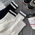 thumbnail image 4 of 5-Pack Men's Striped Crew Socks: Sleek Black & White Hues, Ribbed Details To Elevate Casual And Athletic Styles, 4 of 10