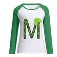 thumbnail image 4 of Lilgiuy Women Fashion O-Neck Saint Patrick Print Long Sleeve T-Shirt Long Sleeve Splicing Top for Daily Wear, 4 of 4