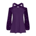 thumbnail image 5 of Summer Tops for Women Foil Top Women Workout Tops Running Top Long Sleeve Shirts for Athletic New Day Shirt Long Sleeved Shirts Womens Pack of Shirks Casual T Purple M, 5 of 7