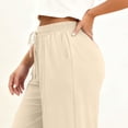thumbnail image 6 of Womens Barrel Sweatpants Wide Leg Straight Plus Size Drawstring High Waist Loose Workout Athletic Joggers Pants Khaki, 6 of 6