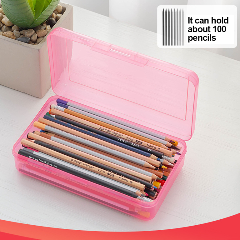 Etereauty 4pcs Multi-functional Transparent Pencil Case Plastic Pencil Box Storage Case Stationery Supplies for School Office (Random Color), Multicolor