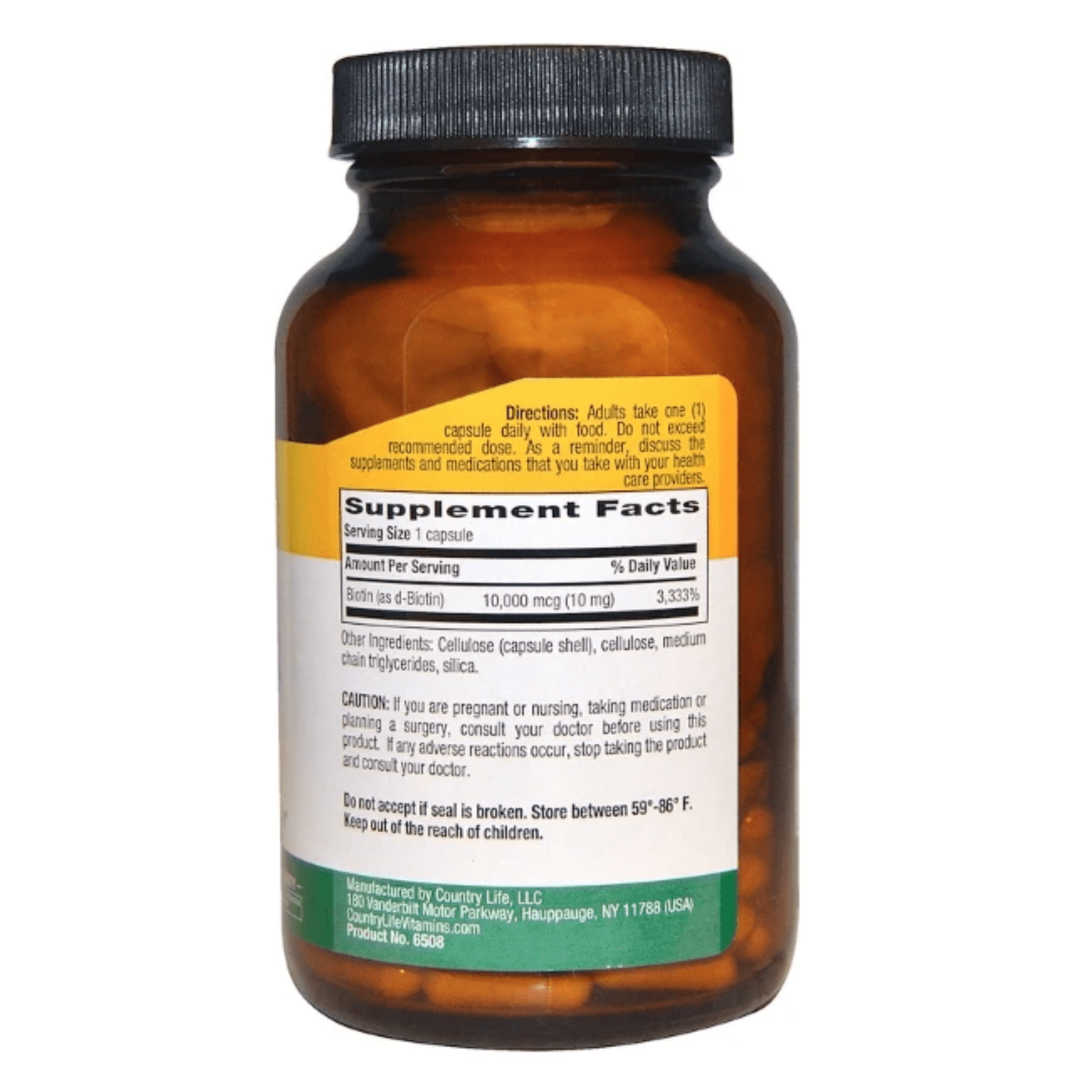 Country Life Biotin, High Potency , 10 mg, 120 Vegan Capsules