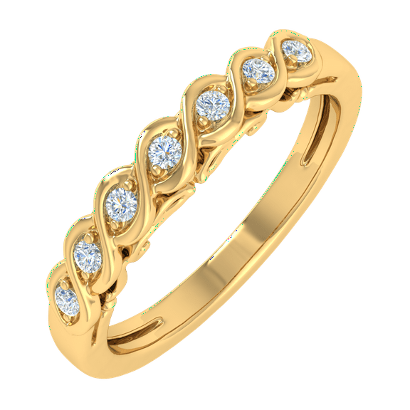 Twisted Rope Diamond Wedding Band Ring in 10K Yellow Gold (0.13 cttw) - IGI Certified (Ring Size 5.75)