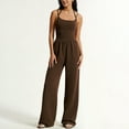 thumbnail image 7 of Byworldtasic Women's Cold Shoulder Jumpsuit Spaghetti Strap One Piece Outfit Wide Leg Baggy Leg Pants, 7 of 7