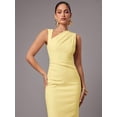 thumbnail image 7 of Yellow Womens Elegant Asymmetric One-Shoulder Sleeveless Sheath Midi Dress, 7 of 7