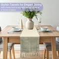 thumbnail image 2 of Table Runner with Tassels in Boho Style - Cotton Linen, Machine Washable - Décor for Dining Table, Kitchen, Living Room (13x72 in, Ivory), 2 of 7
