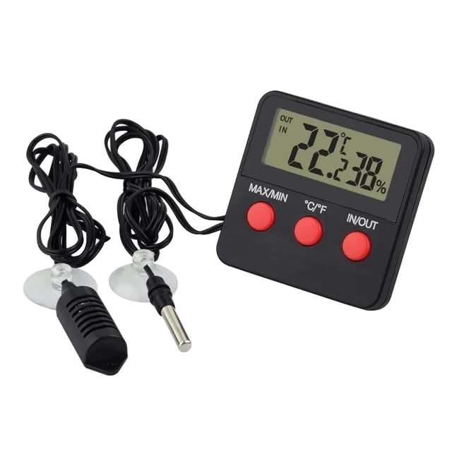 TAPDRA Plastic Digital Thermometer Hygrometer Wide Temp Range -50~70°C 1.5M Cable For Incubator Reptile Environment