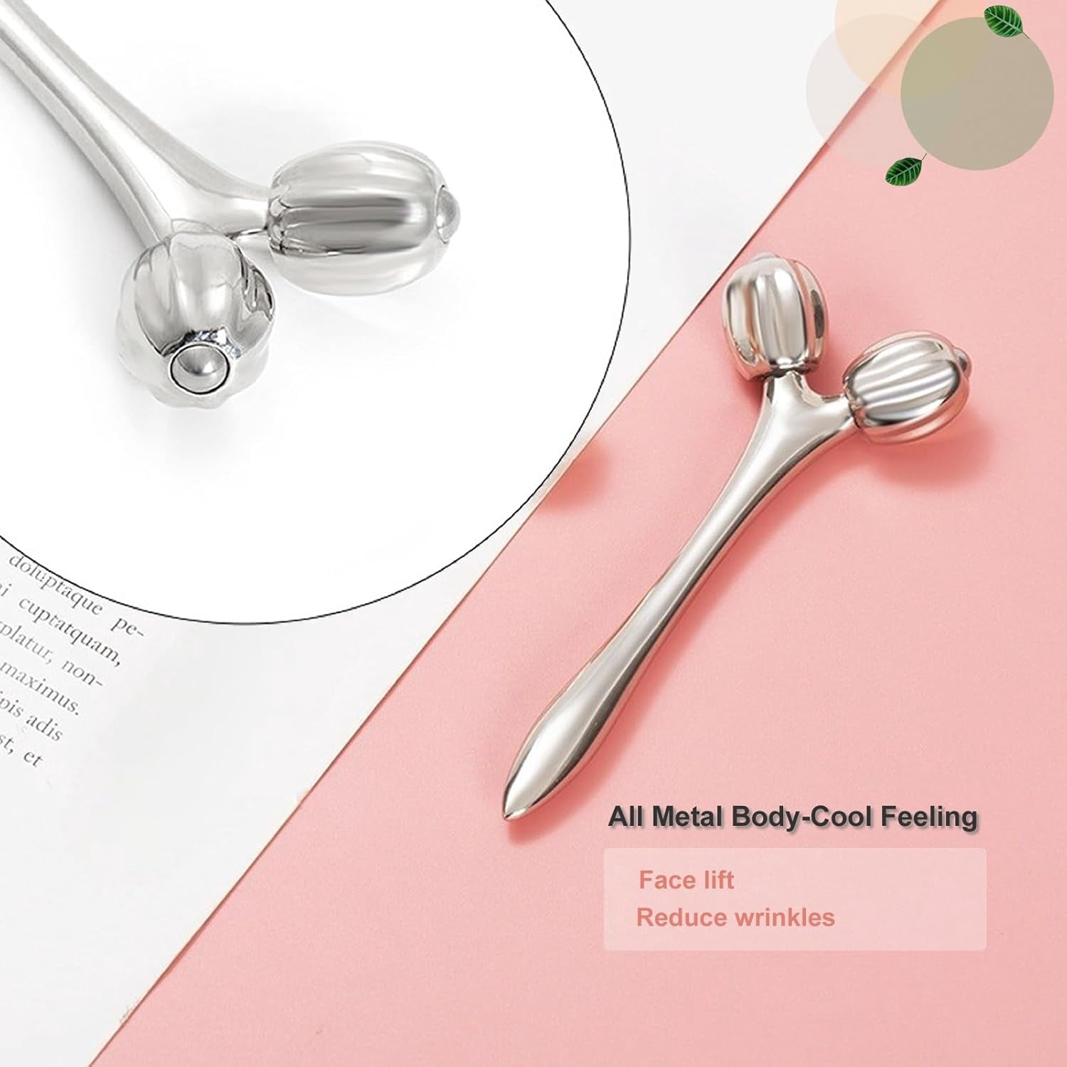 Face Roller Guasha Tool for Face, Facial Roller Massager Reduce Wrinkles in Neck Eyes, Stainless Steel Guasha Set for Face Body Massager Chin Lift Skin Tightening (Silver SType)