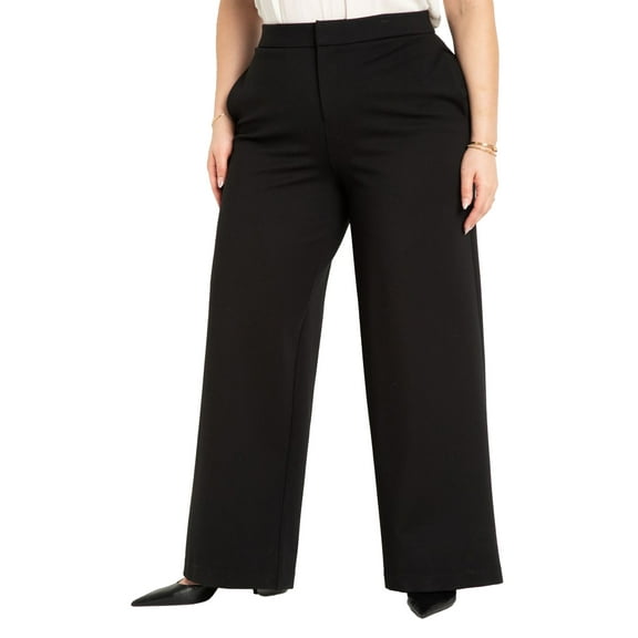 ELOQUII Women's Plus Size Petite The Ultimate Stretch Wide Leg Pant