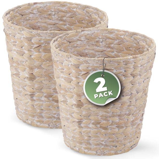 Juego de 2 Botes de Basura Blancos de Mimbre 84ECO