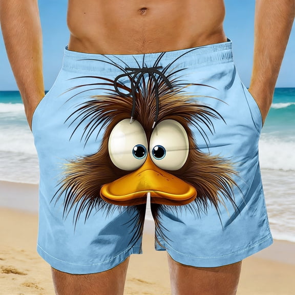 Xdegoge Bathing Suits for Men Funny Print Swim Trunks Quick Drying Board Shorts Novelty Beach Pants Graphic Swimwear with Mesh Liner Side Pockets for Surfing Pool Leisure