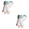 thumbnail image 3 of Minnieouse Pantalones cortos acampanados de Color liso elegantes de cintura alta para primavera y verano, traje holgado con bolsillos prácticos, Blanco XS 2Conjunto, 3 of 6