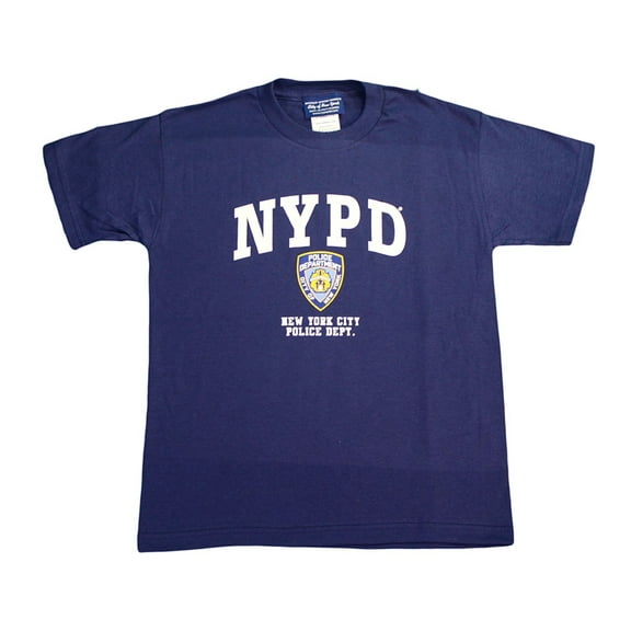 NYPD Kids Short Sleeve Screen Print T-Shirt Navy White Yellow XS 2-4