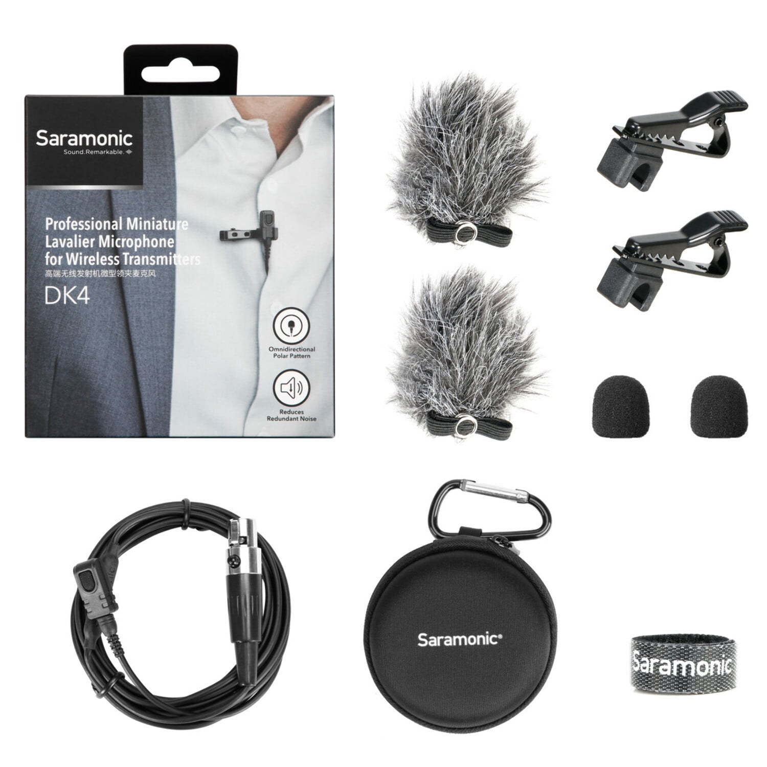 Saramonic DK4E Pro Broadcast Omni Lavalier Mic w/ TA4F for Shure, TOA, Line-6 & BeyerDynamic Transmitters