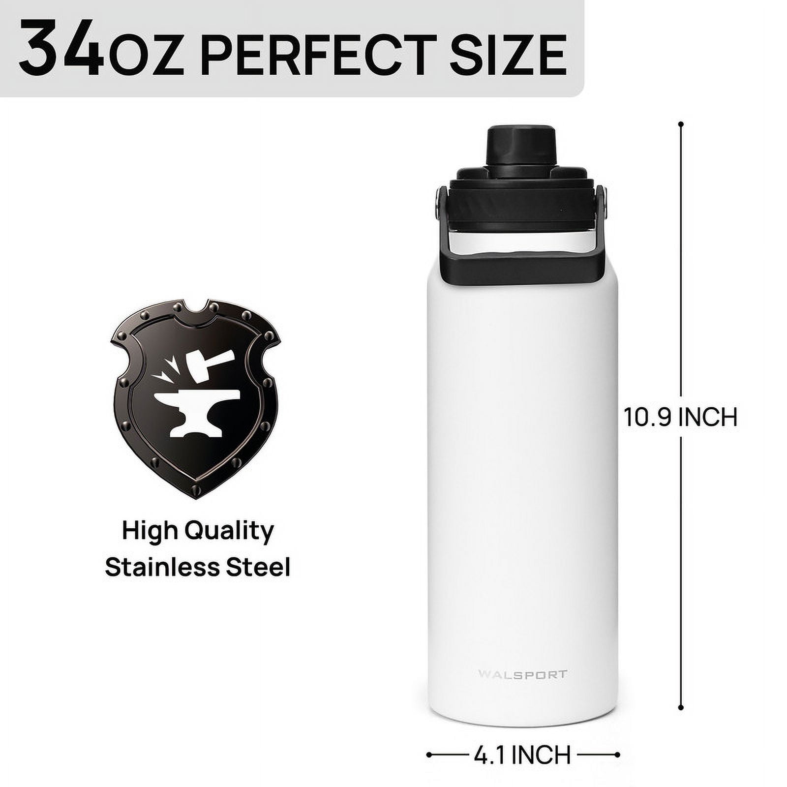 Walsport 34 oz Travel Mug with Leak-proof Lid,Stainless Steel Insulated Coffee Tumbler, Keeps Hot or Cold,Fits in Car Cup Holder,White
