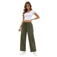 thumbnail image 7 of Women Linen Pants Wide Leg Boho Pants Loose Lightweigt Beach Palazzo Harem Pants with Pockets, 2XL, 7 of 7