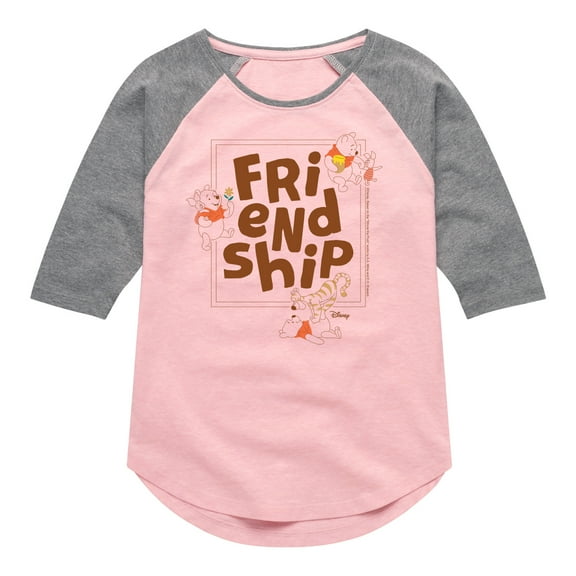 Winnie the Pooh - Friendship - Tigger, Piglet, and Pooh - Toddler And Youth Girls Raglan Graphic T-Shirt
