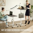 thumbnail image 4 of HOMCOM Standing Desk Mobile Overbed Table with Wheels, Grey Wood Grain, 4 of 10