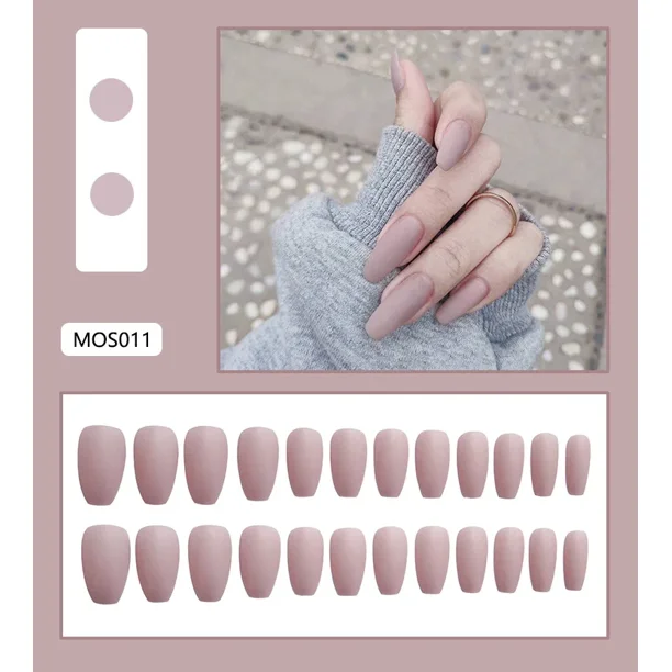 Heallor-uñas postizas con pegamento extraíble, esmalte de uñas hecho a mano, Vitality Girl, prensa corta, 24 piezas