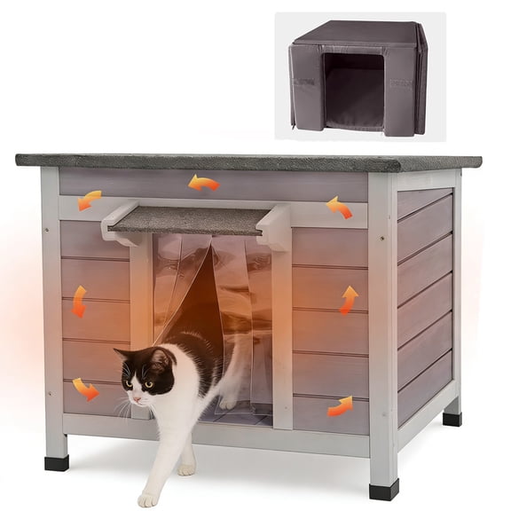 Aivituvin Outdoor Cat House with Insulated Liner Weatherproof Insulated Feral Cat Shelter for Winter