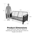 DHP Henley Metal Arm Futon Frame, Black Metal