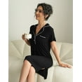 thumbnail image 6 of INNERSY Women's Nightgown Short Sleeve Button Down Soft V Neck Sleepshirt(S,Black), 6 of 9