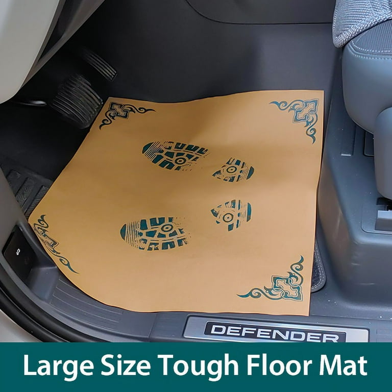 Car Paper Floor Mats 50pcs Disposable Kraft Paper Floor Mats for Cars Heavy Duty Auto Vehicles Floormat Automotive Mat Covers Protector Detail Wash