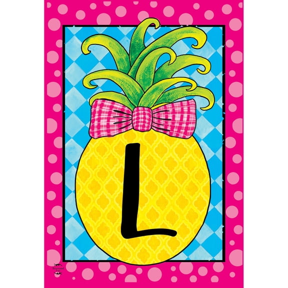 Briarwood Lane Summer Garden Flag 12x18 For Outdoor Pineapple Monogram Letter L For Summer Garden Flag Flags For Outside