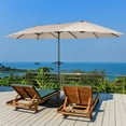 thumbnail image 2 of Patiojoy 15FT Double-Sided Twin Patio Umbrella with Base Extra-Large Market Umbrella for Outdoor Off White, 2 of 7