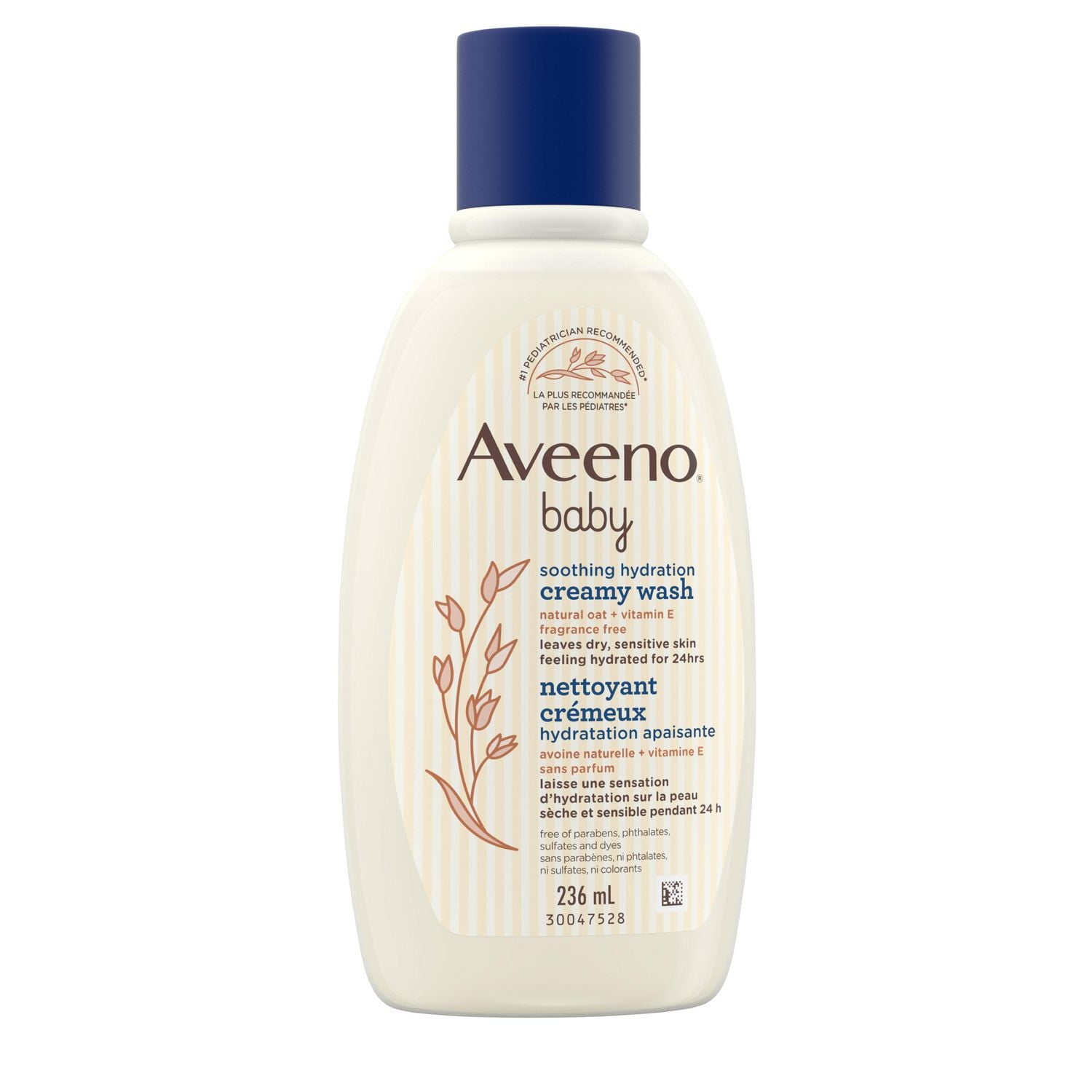 Aveeno Baby Soothing Hydration Creamy Wash for Dry Sensitive Skin - Natural oat + vitamin E - Fragrance-Free, 236 mL