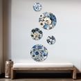 thumbnail image 2 of Designart "Nordic Blue Floral Minimalism" Floral Round Wall Art Set Of 5 - Blue Cottage Office Room Wall Art Set, 2 of 6