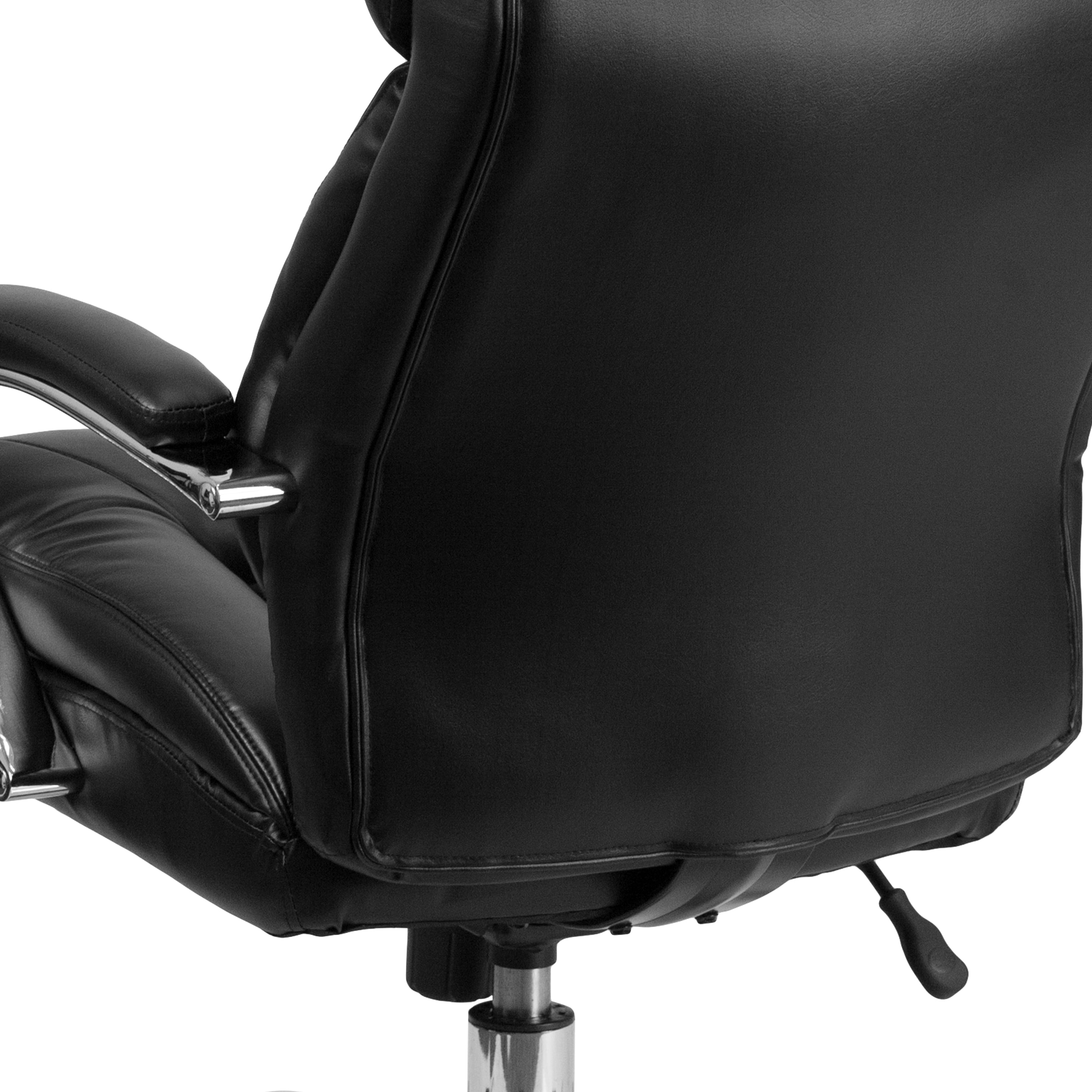 Emma + Oliver 24/7 500 lb. Big & Tall Black LeatherSoft Ergonomic Office Chair with Loop Arms