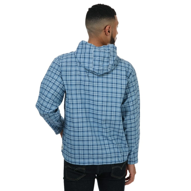 Men s Pretty Green Check Cotton Overhead Jacket in Blue