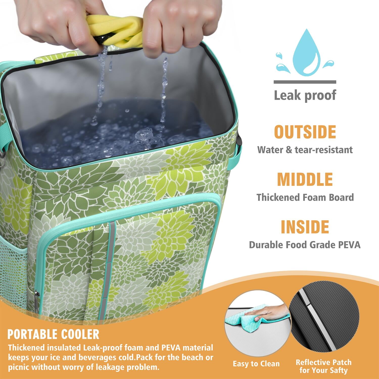 Travel Cooler Bag - Boho Bohemia Pioneer Flower Art Camping Beer Cooler Backpack with Bottle Opener- Waterproof Insulated Picnic Backpacks - Cooler Bag for Beach