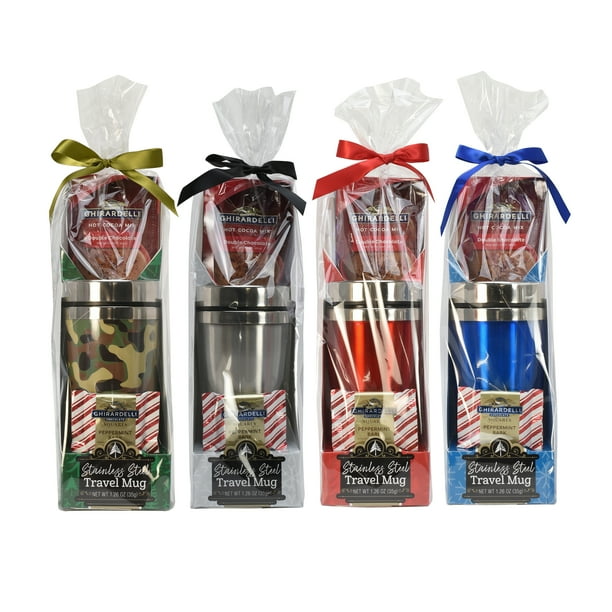 Ghirardelli Stainless Steel Travel Mug Cocoa Christmas Gift Set, 1.26oz