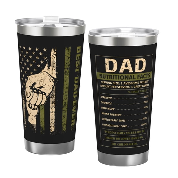 Best Dad Ever Patriotic 20oz Travel Mug with Nutritional Facts Gift for Fathers Day