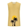 thumbnail image 4 of RYDCOT Mens Palm Tree Print Sleeveless Cotton Tank Tops Workout Cut off Shirts Muscle Gym T Shirts Yellow, 4 of 5