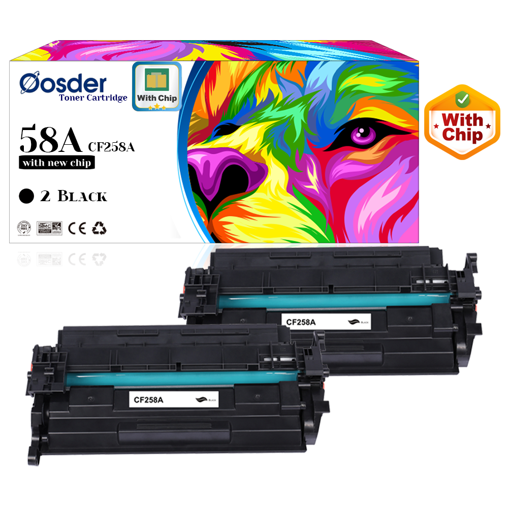 2x Oosder 58A Black Toner Cartridges(with New Chip), Compatible with HP
