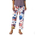 thumbnail image 4 of 250 Years Pants for Women 1776-2026 American Flag Print Elastic High Waist Trousers Wide Leg Casual Breathable Lounge Pants with Pocket, #01 Blue, M, 4 of 5