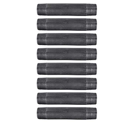 Pipe Decor 3/4? x 5? Malleable Cast Iron Pipe, Pre Cut, Industrial Steel Grey Fits Standard Three Quarter Inch Black Threaded Pipes Nipples and Fittings, Build Vintage DIY Furniture, 8 Pack - image 1 of 3